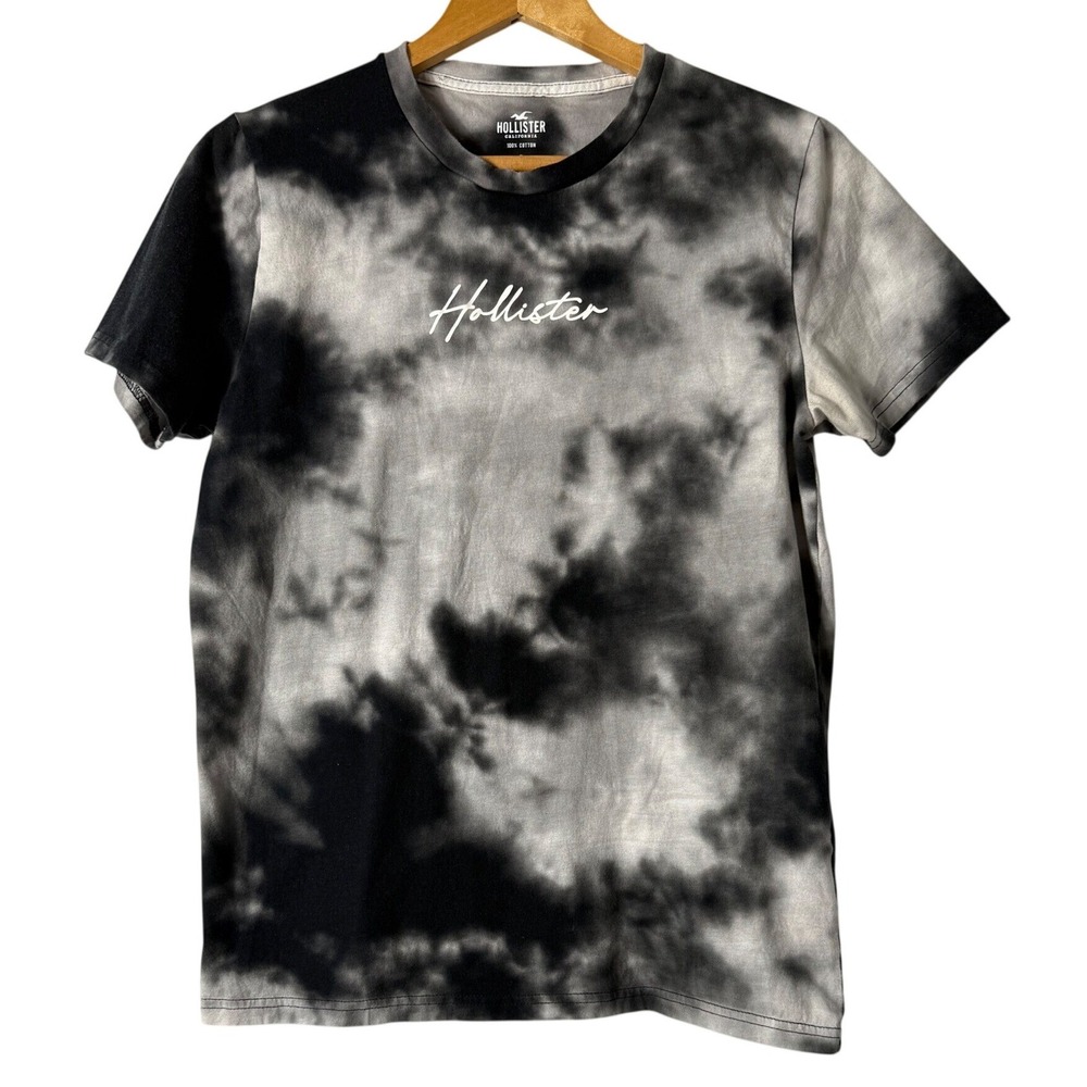 Hollister Graphic Tee Sz M Tie Dye Embroidered Logo Grunge Skater T Shirt